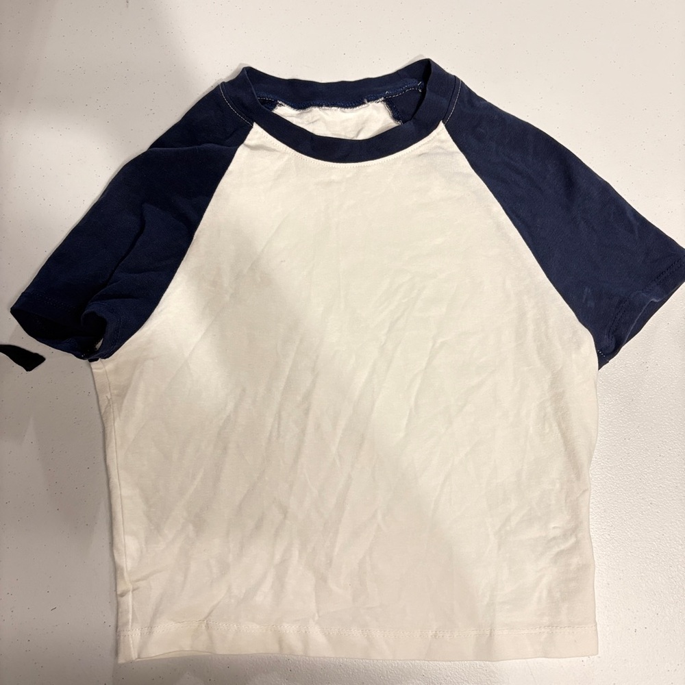 Navy and White Raglan T-Shirt SHEIN